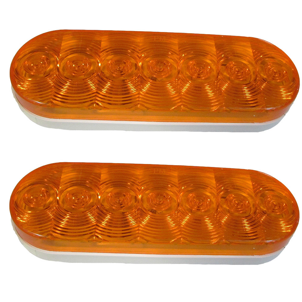 Qty 2: 6" Oval Orange LED Light Fits Komatsu Replaces 1-019-03-300