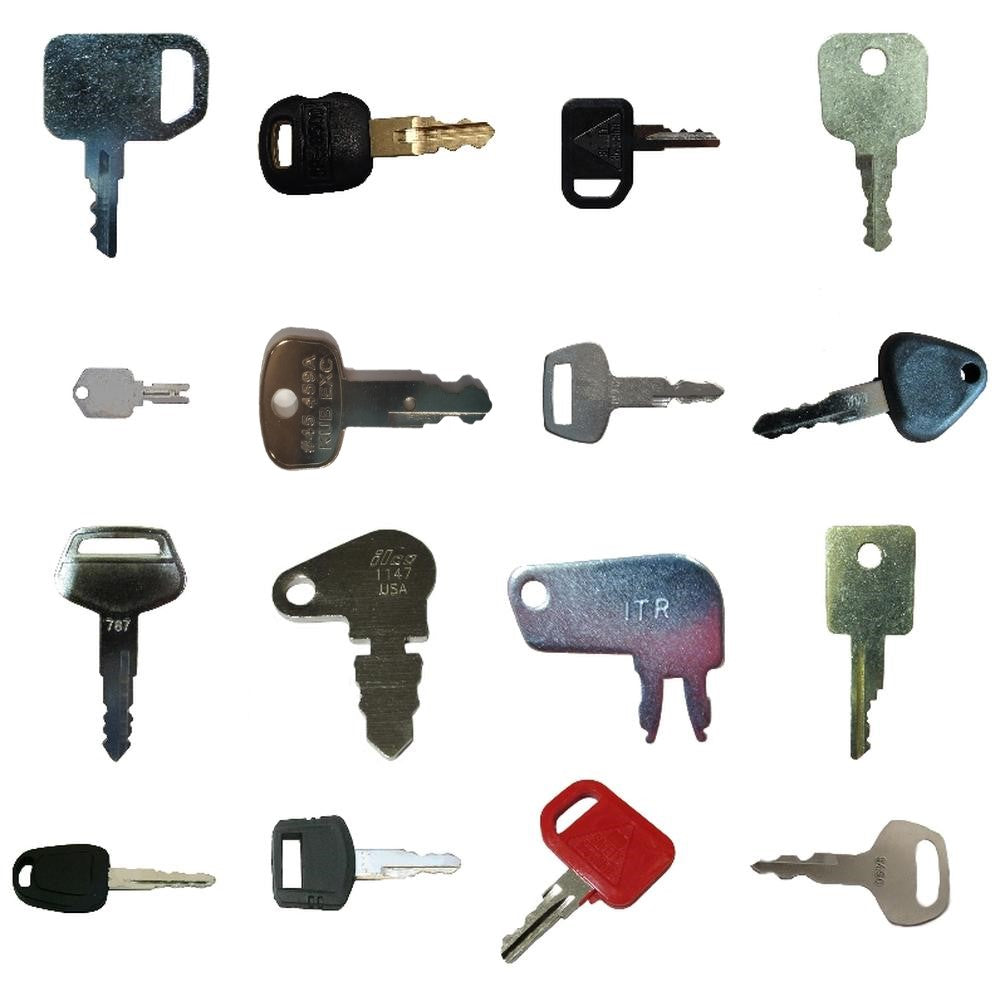 One New Set of 18 Construction Equipment Ignition Keys For Backhoes Loaders Skid