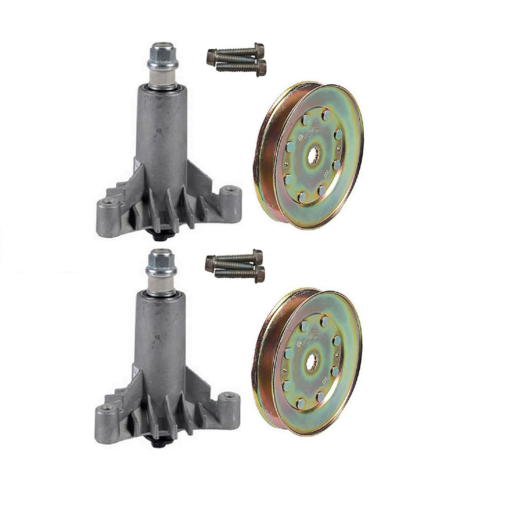 (2) 42" MOWER DECK MANDRELS 130794 PULLEYS 173436" Fits Craftsman