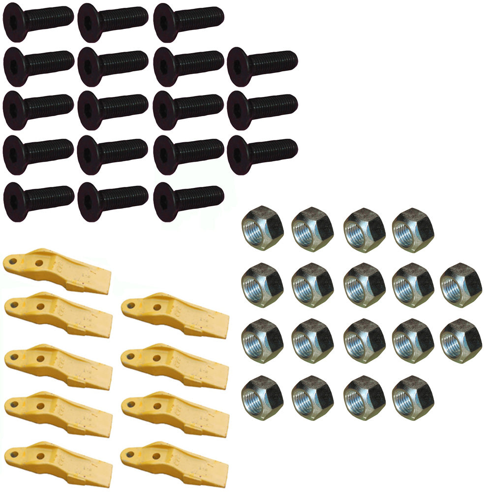 9 New Bucket Uni-Teeth with Hardware 1324720 Fits Caterpillar Skid Steers
