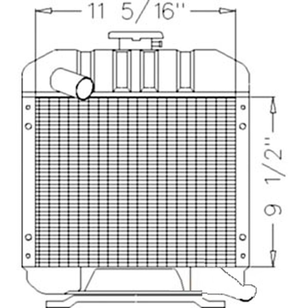 212078 Compact Tractor Radiator - 9 5/8 x 11 5/8 x 1 7/8 Fits Kubota