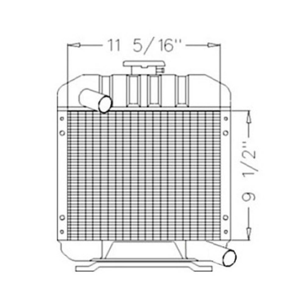 212078 Compact Tractor Radiator - 9 5/8 x 11 5/8 x 1 7/8 Fits Kubota