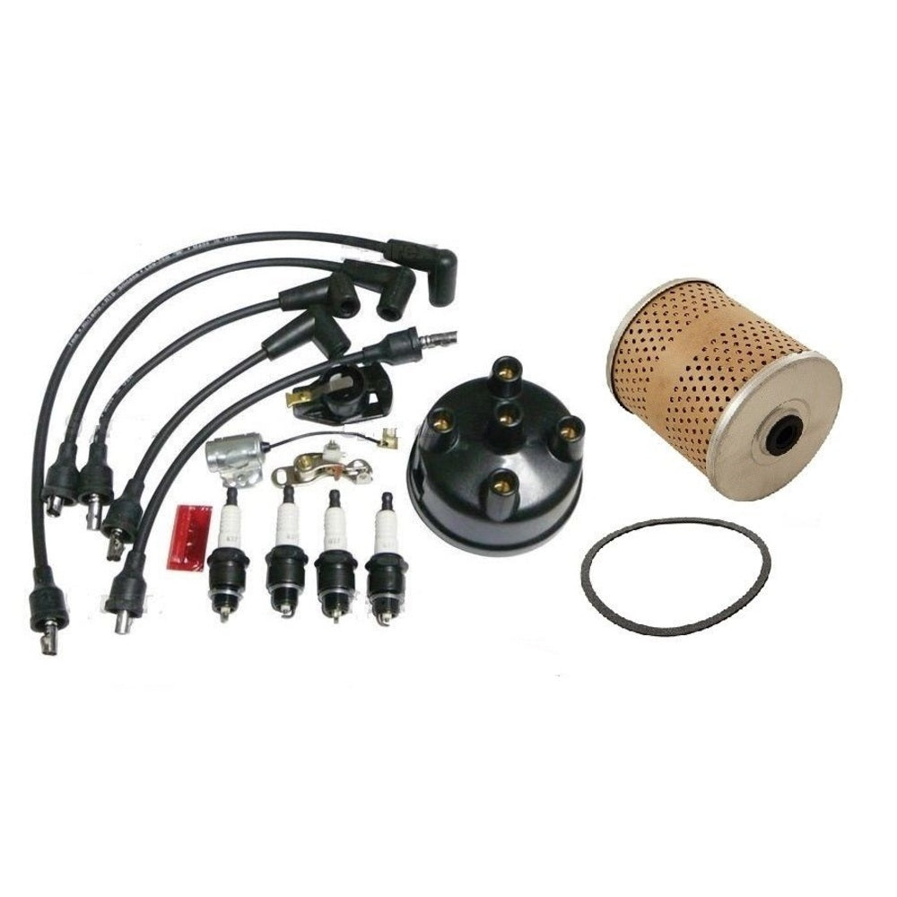 Complete Tune-Up Kit Side Mount Wires Plugs Cap Points Rotor Fits Ford 8N Tracto