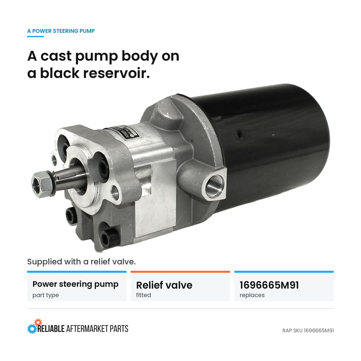 Black Power Steering Pump Fits Massey Ferguson Replaces 1696666M91