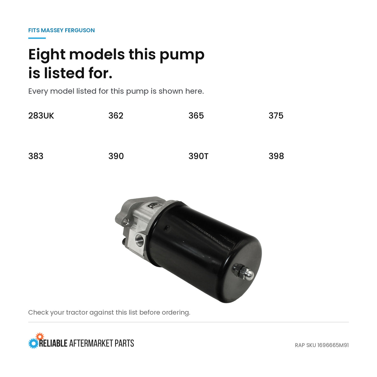 Black Power Steering Pump Fits Massey Ferguson Replaces 1696666M91