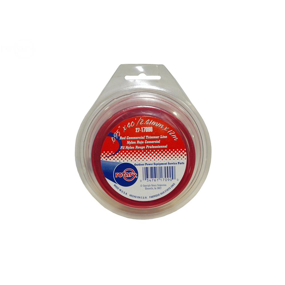.095" Round Trimmer Line Spool 40 Feet Red Commercial Grade