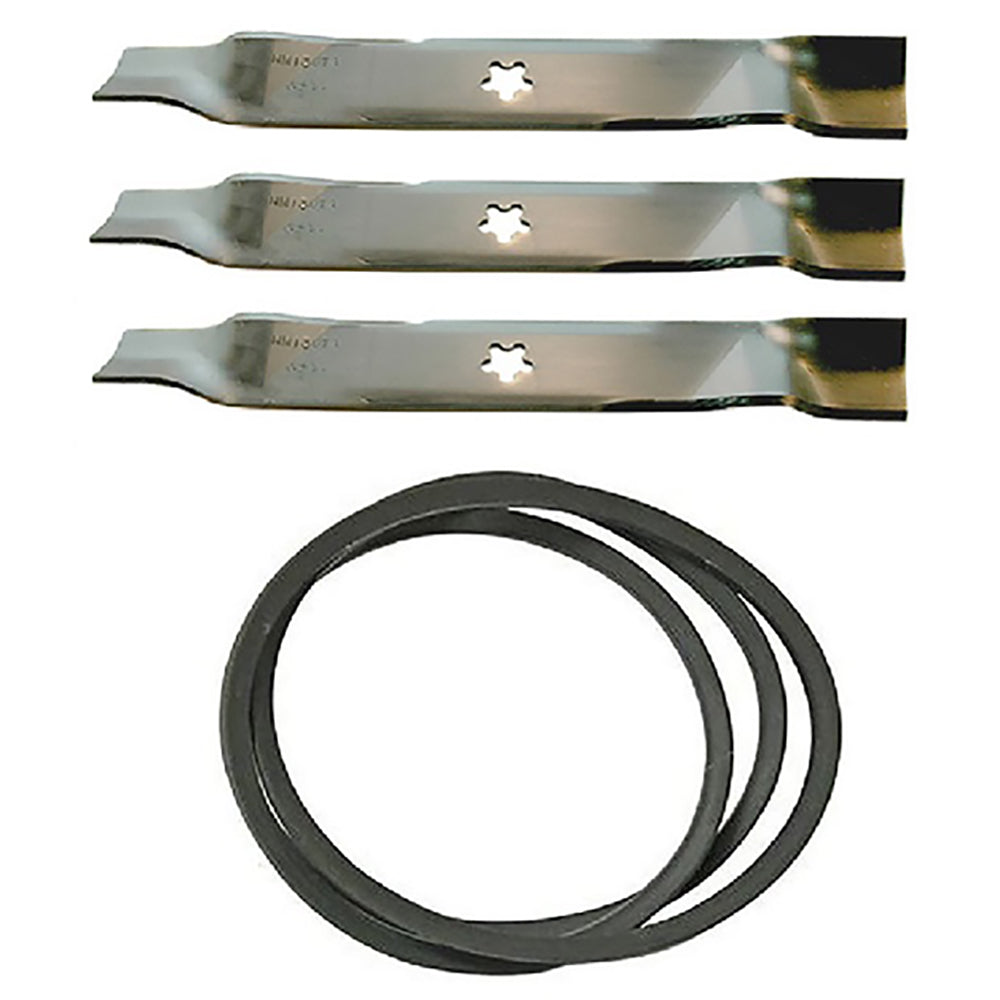 Mower Deck Belt and Blade Set Fits Husqvarna Replaces 531300766 Made with Aramid