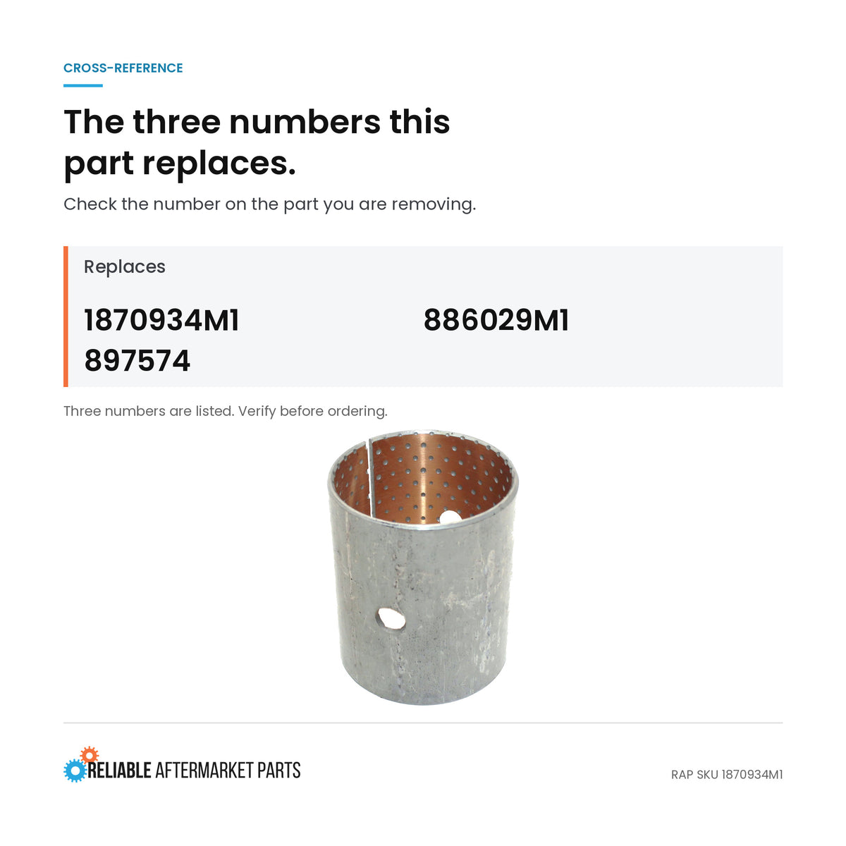 886029M1 Lift Shaft w/ Oil Spot Bushing 1870934M1 Fits Massey Ferguson Models