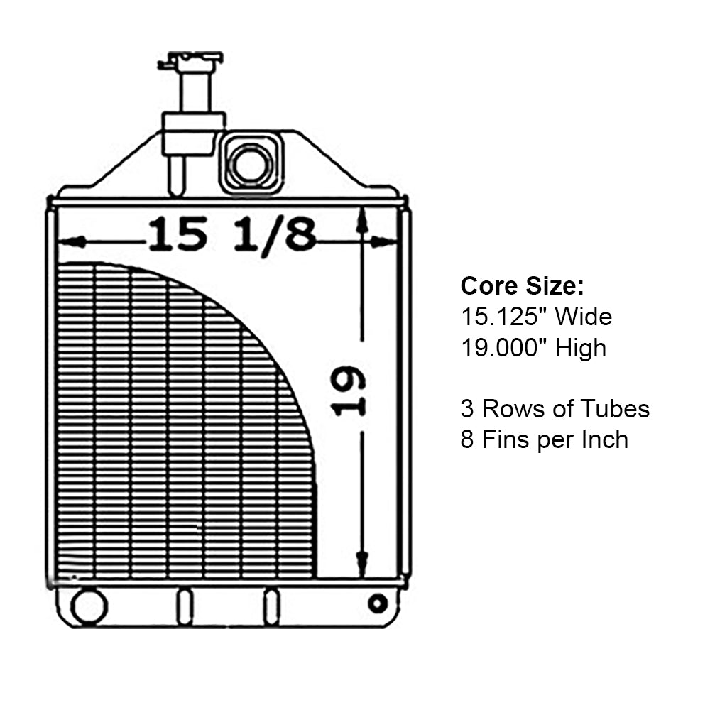 1876608M3 New Tractor Radiator Fits Massey Ferguson 575 3 Rows of Tubes