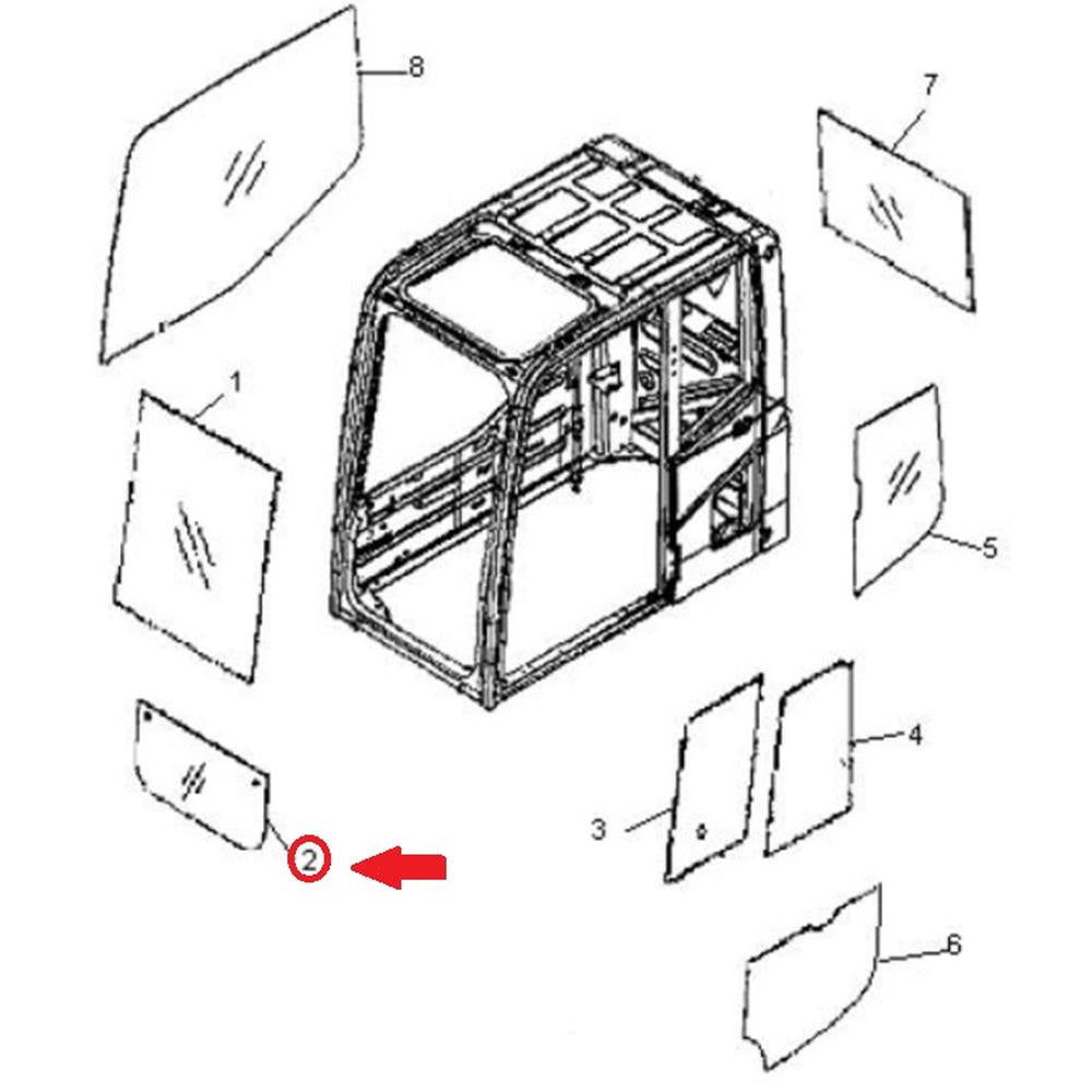 20Y-54-51812 Lower Windshield Glass fits Komatsu Excavator 7 Series PC200-7