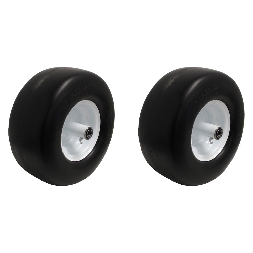 13x6.50-6 Flat Free Wheel with Bearings for Zero Turn Mowers Utility Carts
