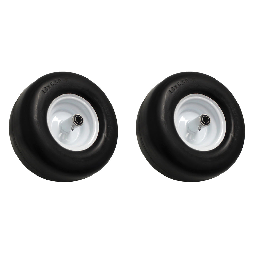 Flat Free Wheel 13x6.50-6 6" Rim 3/4" Bearings for Lawn Mowers Garden Tractor