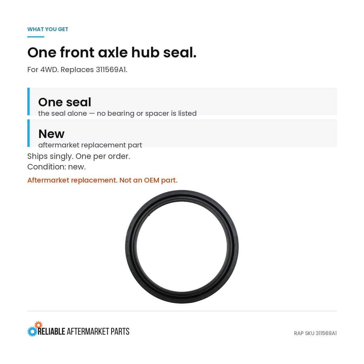Oil Seal Ring Fits Case/International Harvester Replaces 138867A1