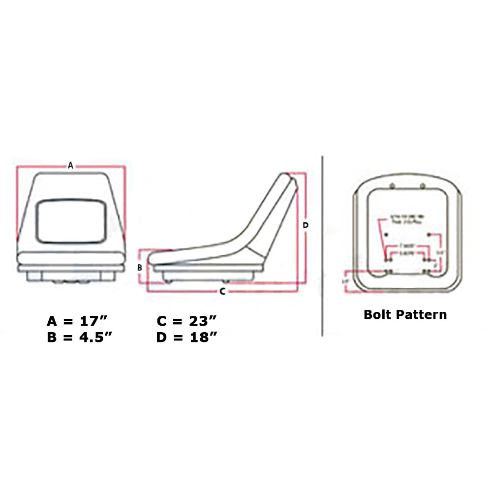 Seat Fits Kubota B7800 B8200 B9200 L2250 L2500 L2550 L2600 L2650 L2850 L2900