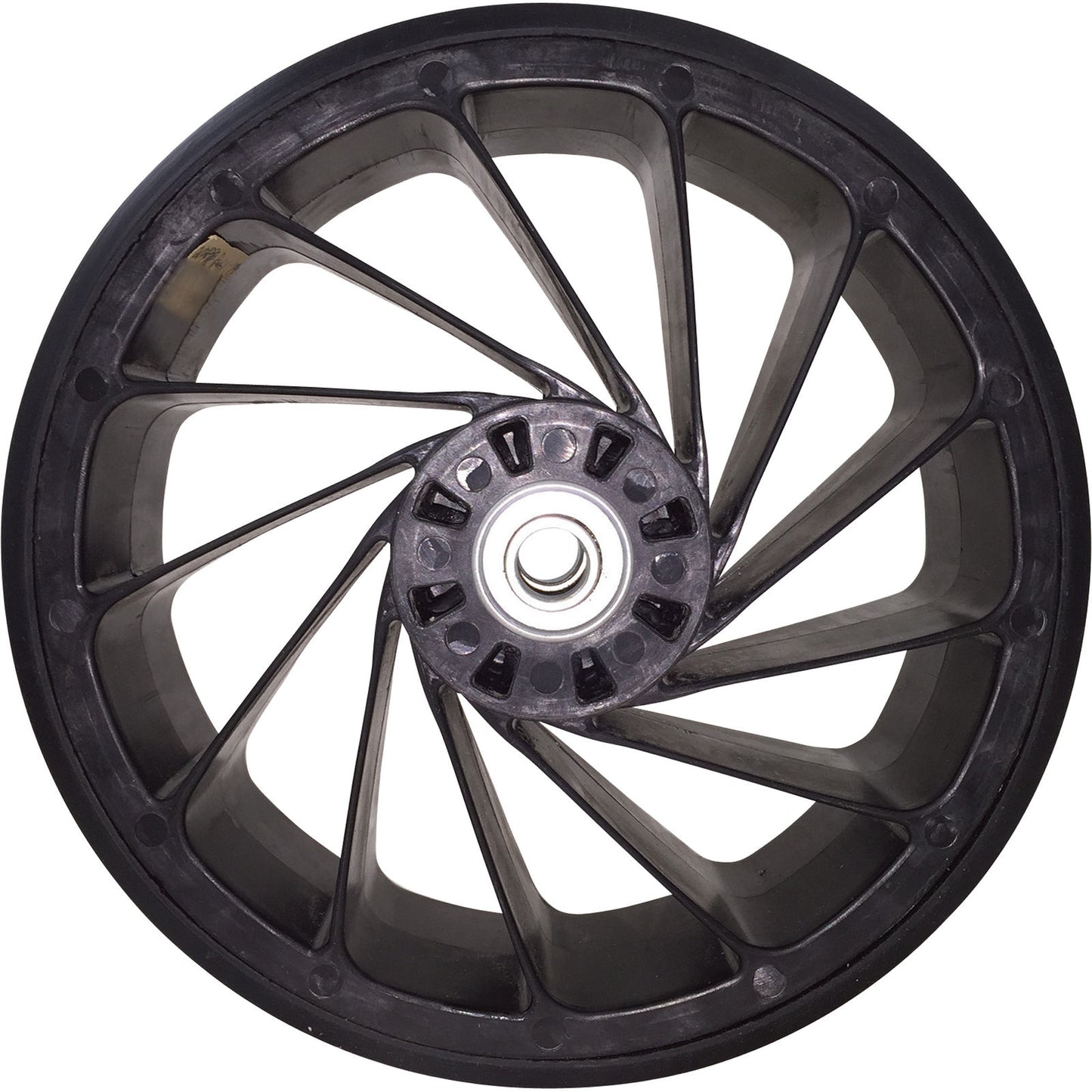 Flat-Free Plastic Flex Wheel w/Rubber Tread- 3/4in Bore 4.10/3.50-4in