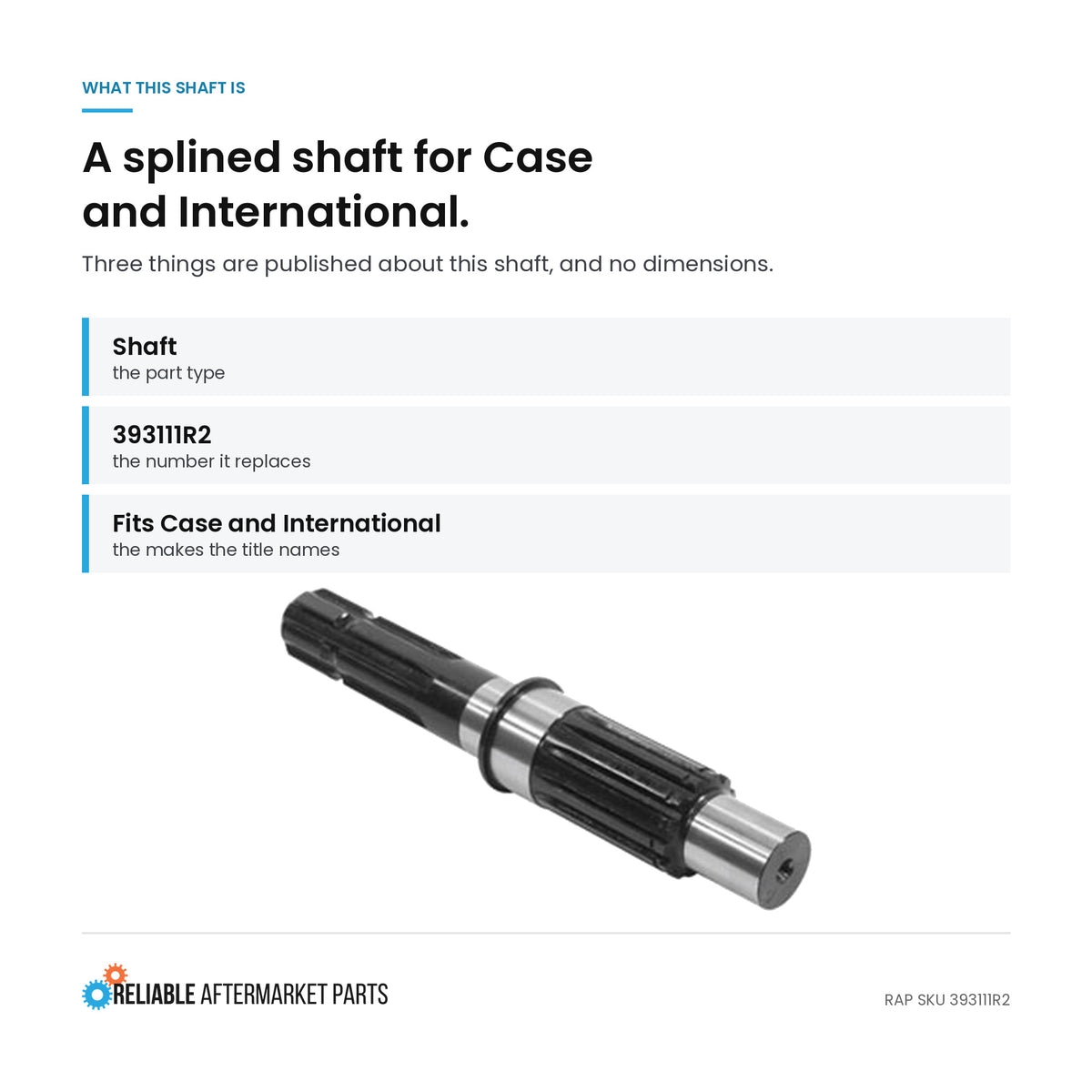 PTO Shaft Fits Case/International Harvester Replaces 393111R1