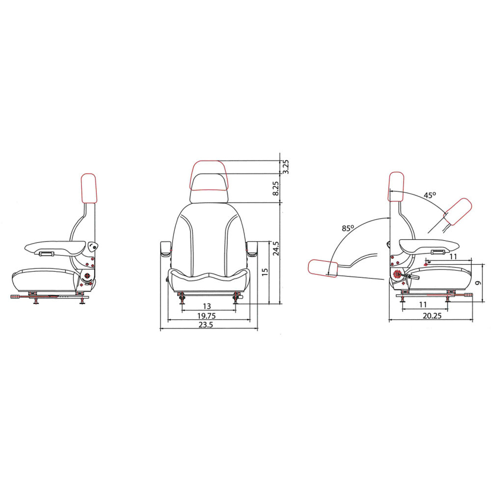 New Aftermarket Replacement High Back Seat Black and Grey Vinyl 445000BG