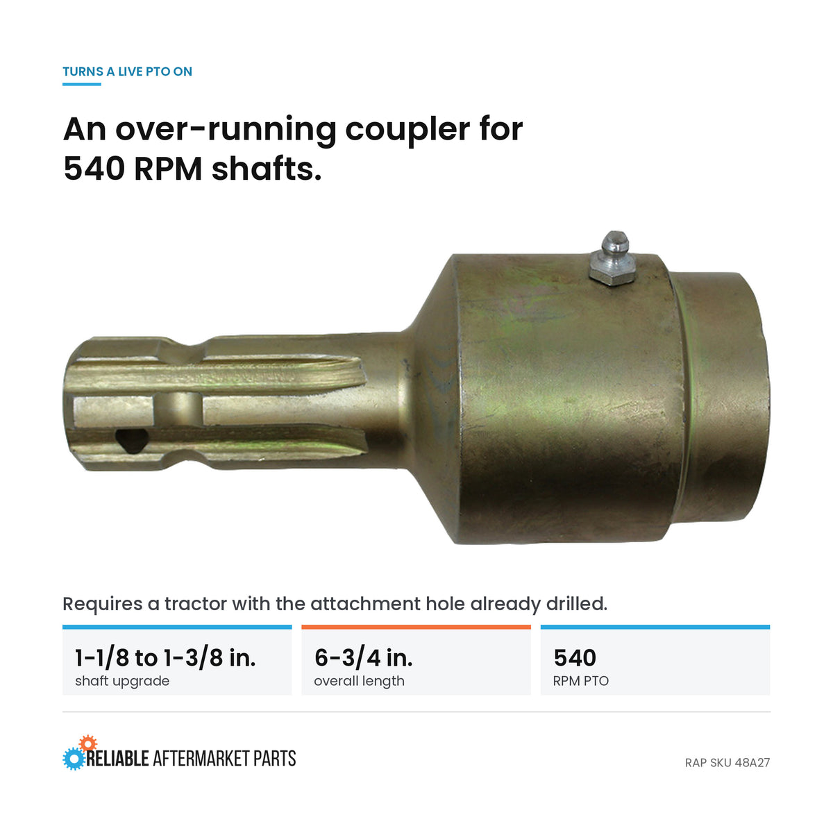 1-1/8" to 1-3/8" Fits Ford TRACTOR PTO SHAFT OVERRUNNING COUPLER COUPLING C670F