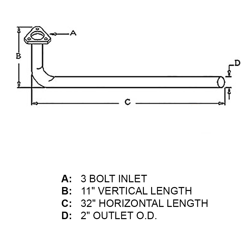 R1708 Exhaust Pipe Fits Massey Ferguson