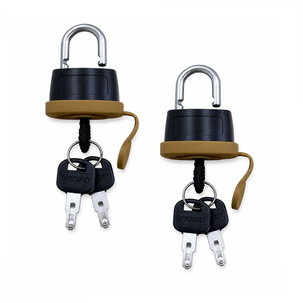 (2) Heavy Duty Weatherproof Padlocks with (2)Keys Rubber Sealed Fuel Cap Lock