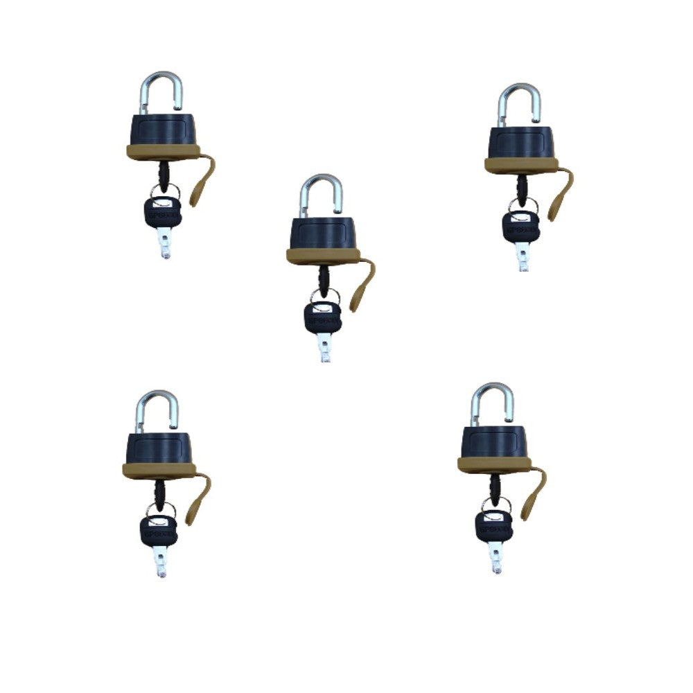 (5) Heavy Duty Weatherproof Padlocks with (2)Keys Rubber Sealed Fuel Cap Lock
