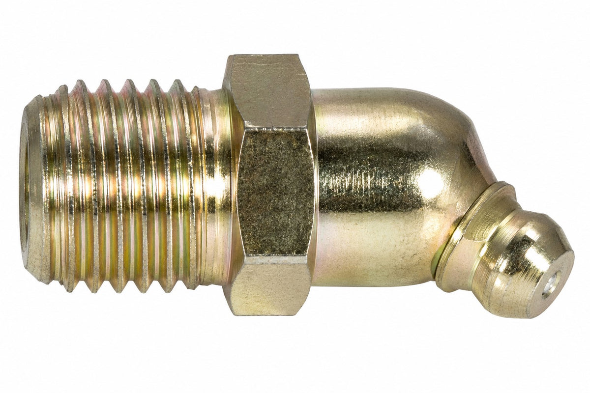 7001228 45 Degree Grease Nipple Fitting Brass M10X1 Threads Fits Liebherr
