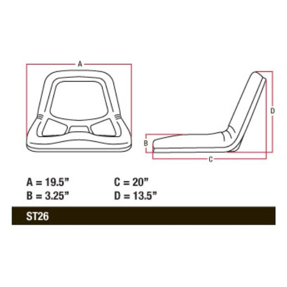 Black Vinyl High Back Seat Fits Case/International Harvester Replaces 1286674C91