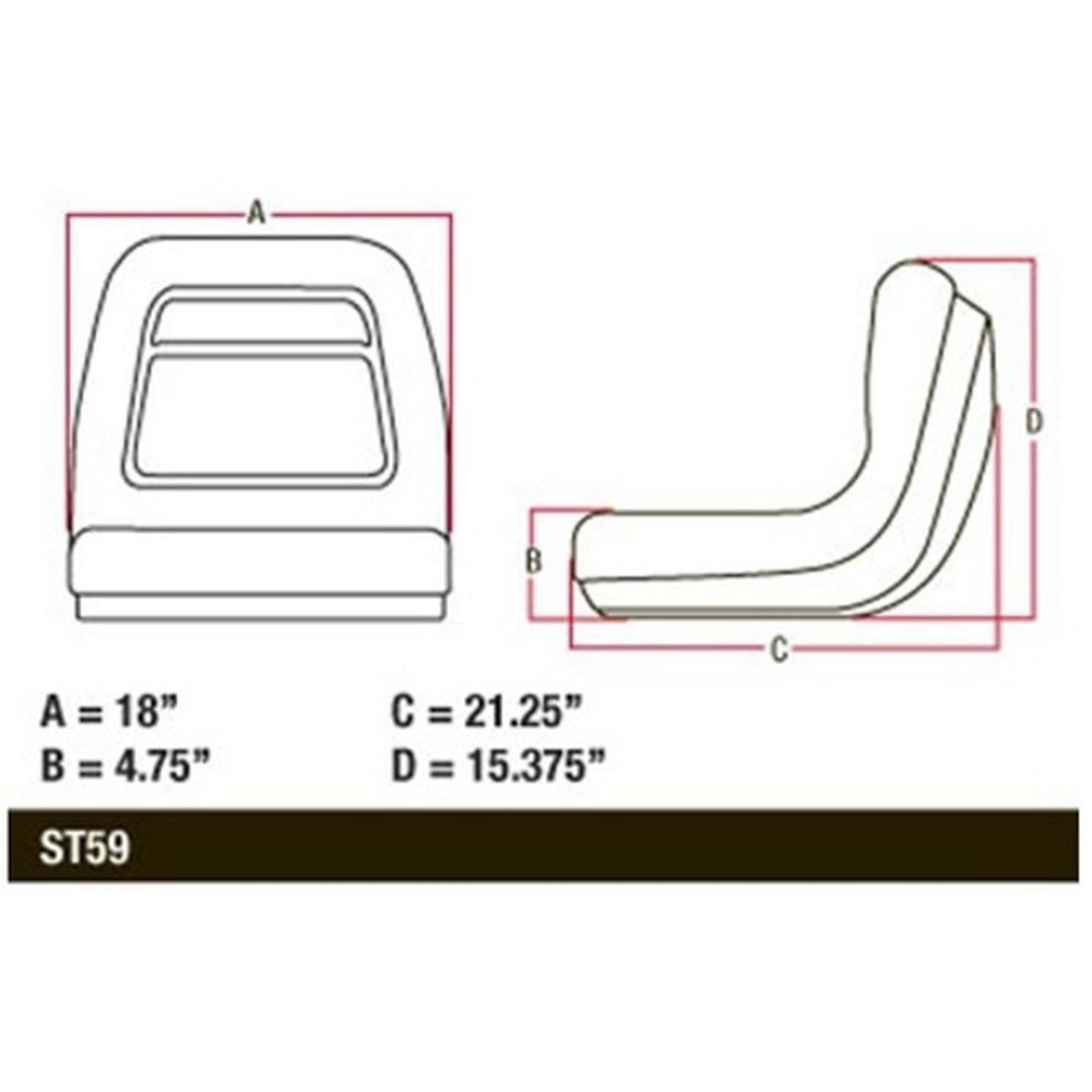 GY20554 Yellow Vinyl Mower Bucket Seat Fits John Deere 325 335 415 425 655 755