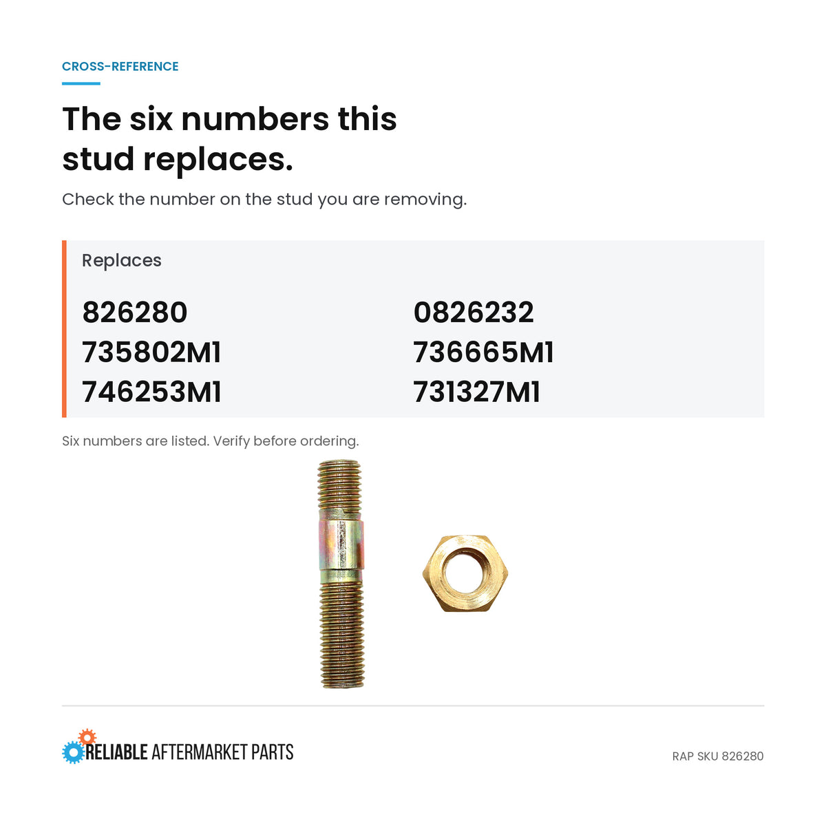 Stud Injector Head Bolt Fits Massey Ferguson 0826232 0826280 735802M1