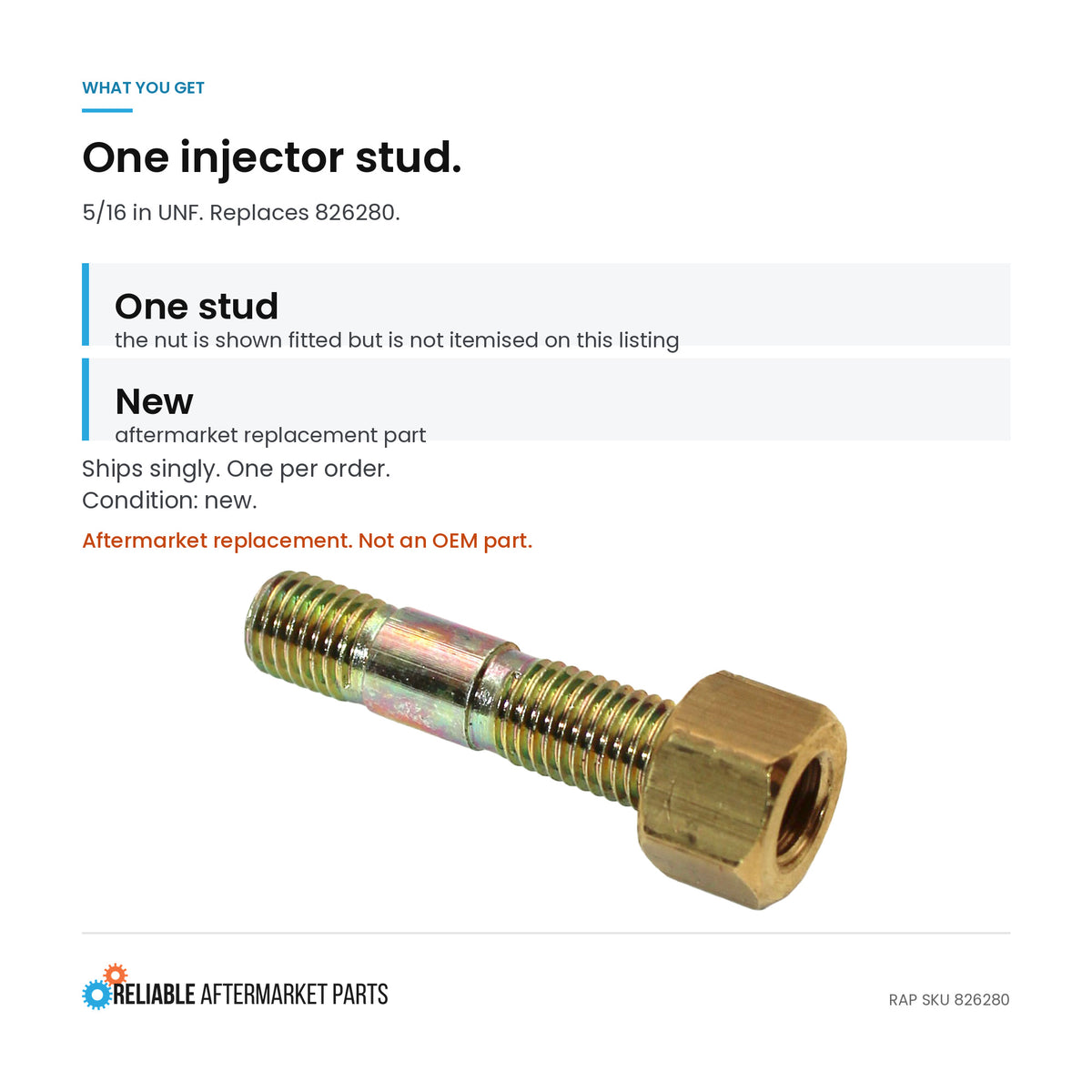 Head Bolt, Stud, Injector, Fits Perkins; Fits Landini; Fits Massey Ferg 735802M1
