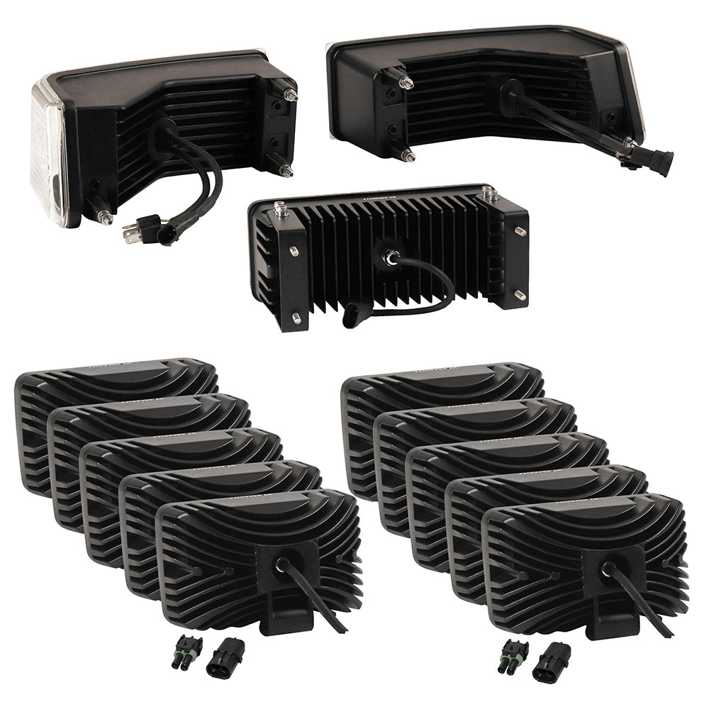 Complete LED Flood Beam Light Kit Fits Case IH STX Tractors - (Pkg. of 13)