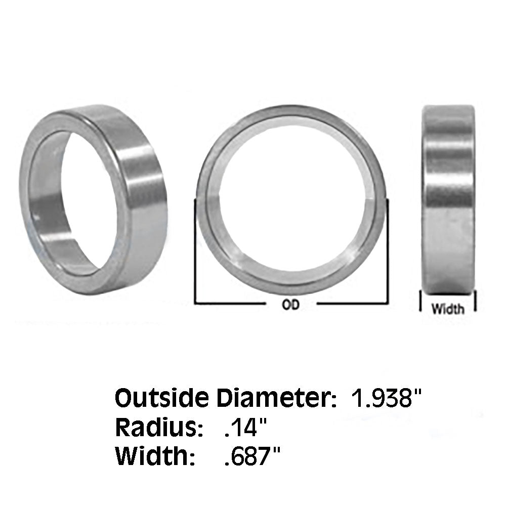 831369M1 Tapered Roller Bearing Cup 0.14" Radius 0.687" Wide 1.938" OD