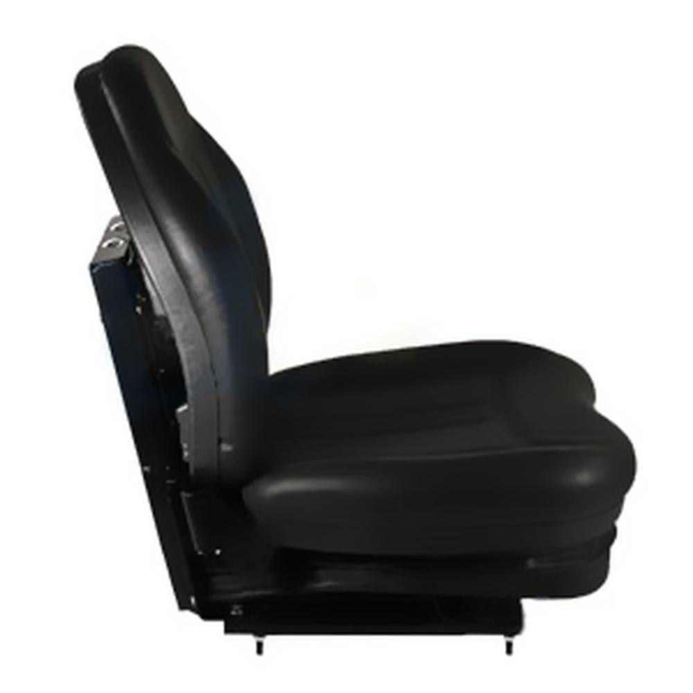 High Back Industrial Seat w/ Suspension, Slide Track, Black Vinyl, Fits Most