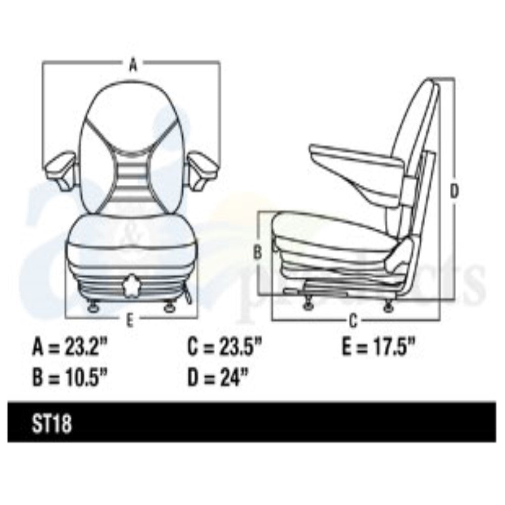 High Back Industrial Seat w/ Suspension, Slide Track, Black Vinyl, Fits Most