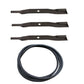 Set of 3 Finishing Mower Blades & Mower Belt Fits Land Pride Replaces 816-116C