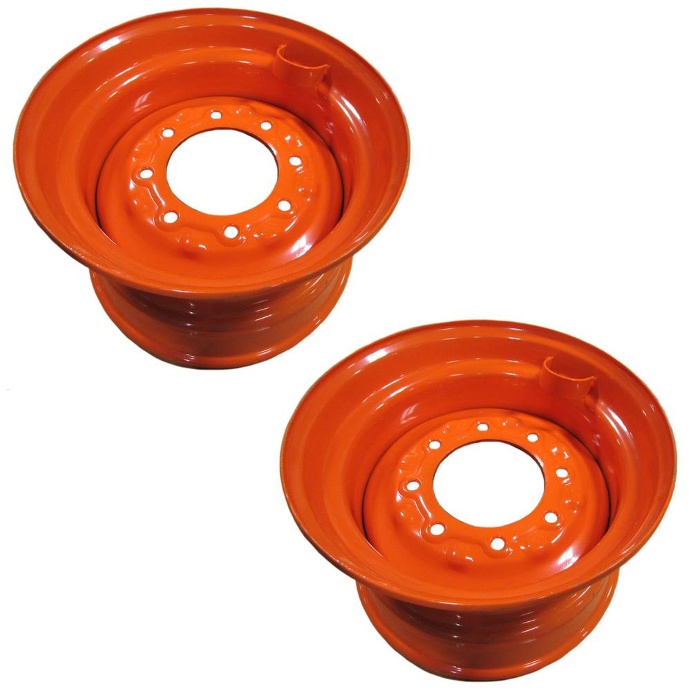 Two (2) Orange 16.5X9.75X8 Wheel Rims Fits Bobcat Skid Steer Loader 12-16.5