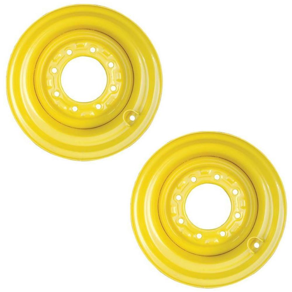 (2) Yellow 16.5X9.75X8 Wheel Rims Fits John Deere & Fits Caterpillar Skid Steers