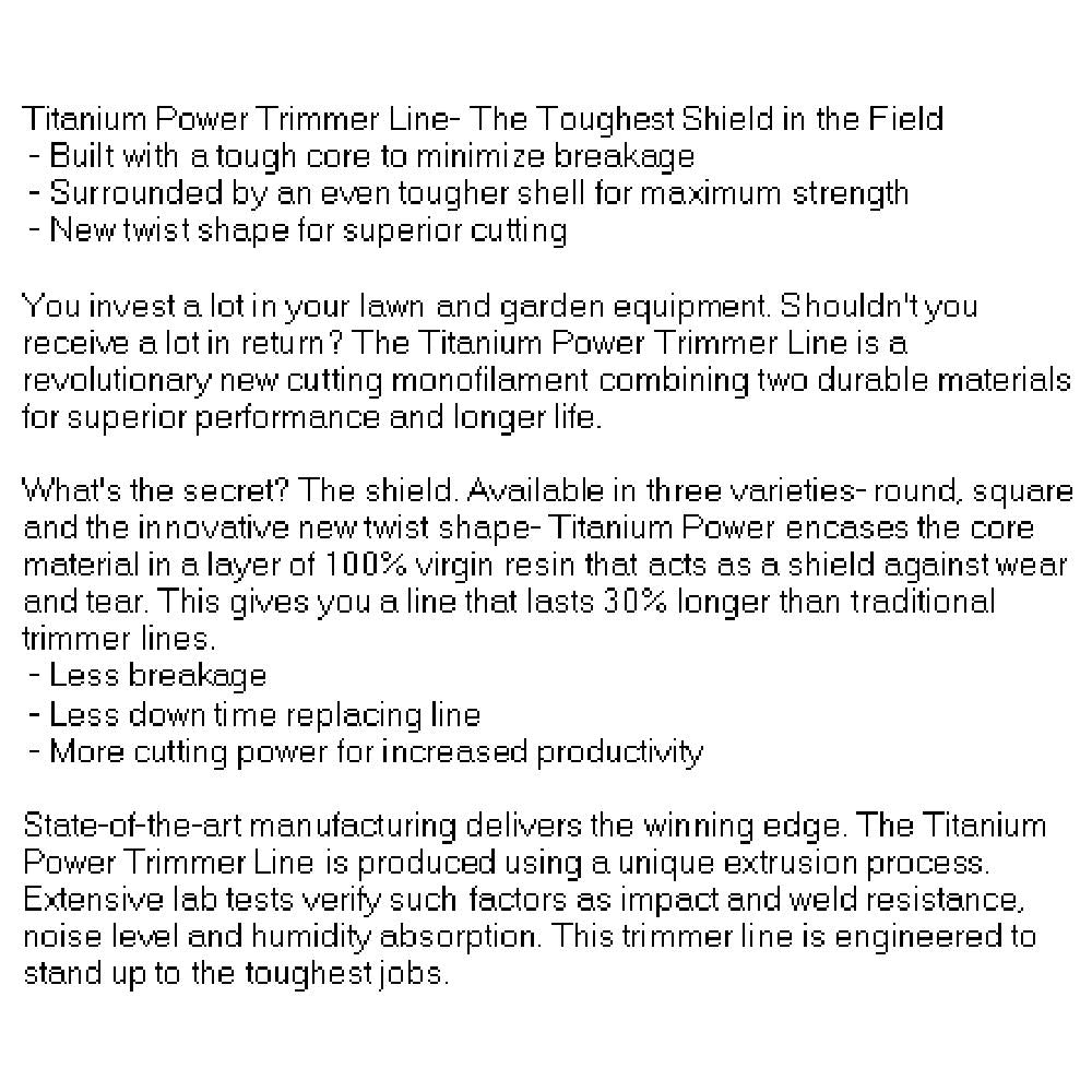 B155130 Titanium Power Trimmer Line, .130" twist