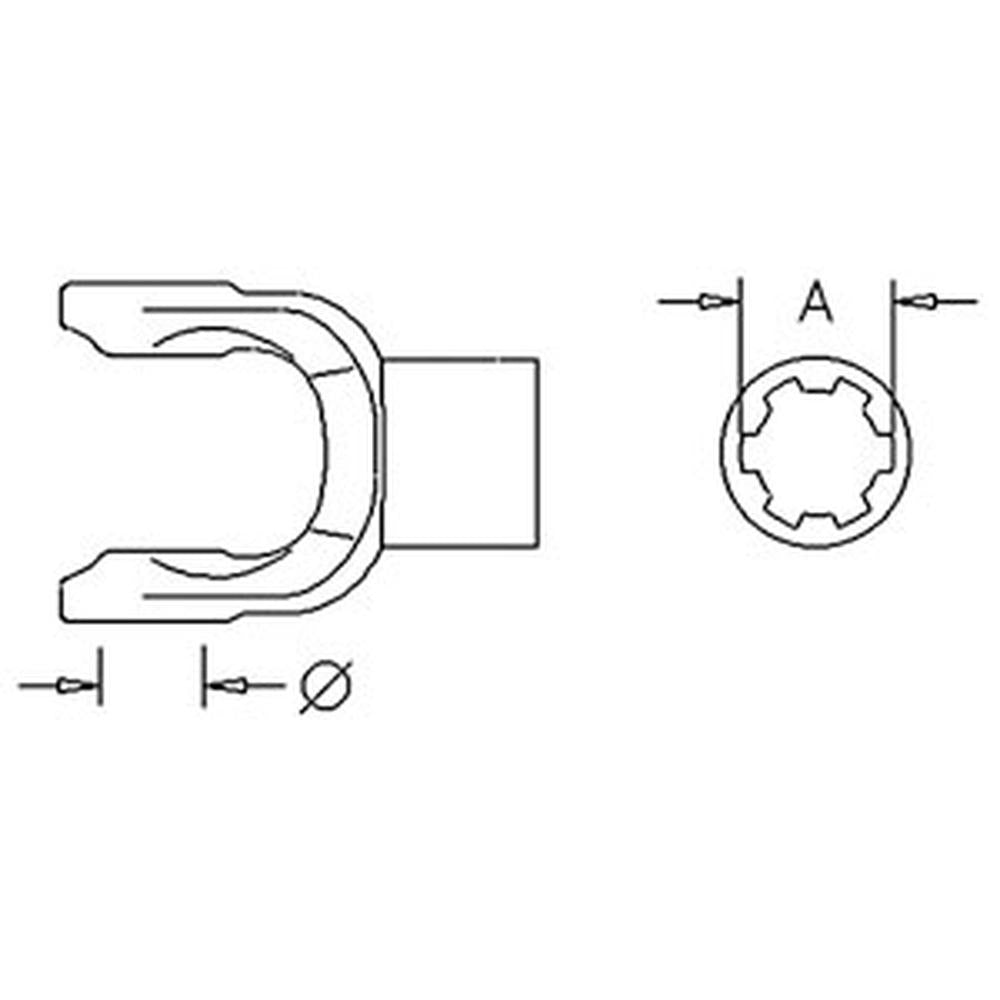 A-BP203193851-A-AI Implement Yoke, Splined 1 3/4" - 20 Spline w/ Slide