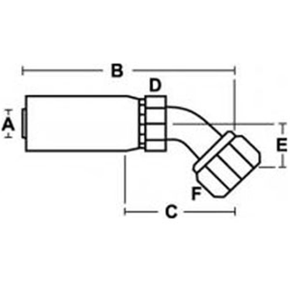 A-F-DL4508-15-22-W-AI Din Light 24 degree Seat 45 degree Female Swivel O-Ring