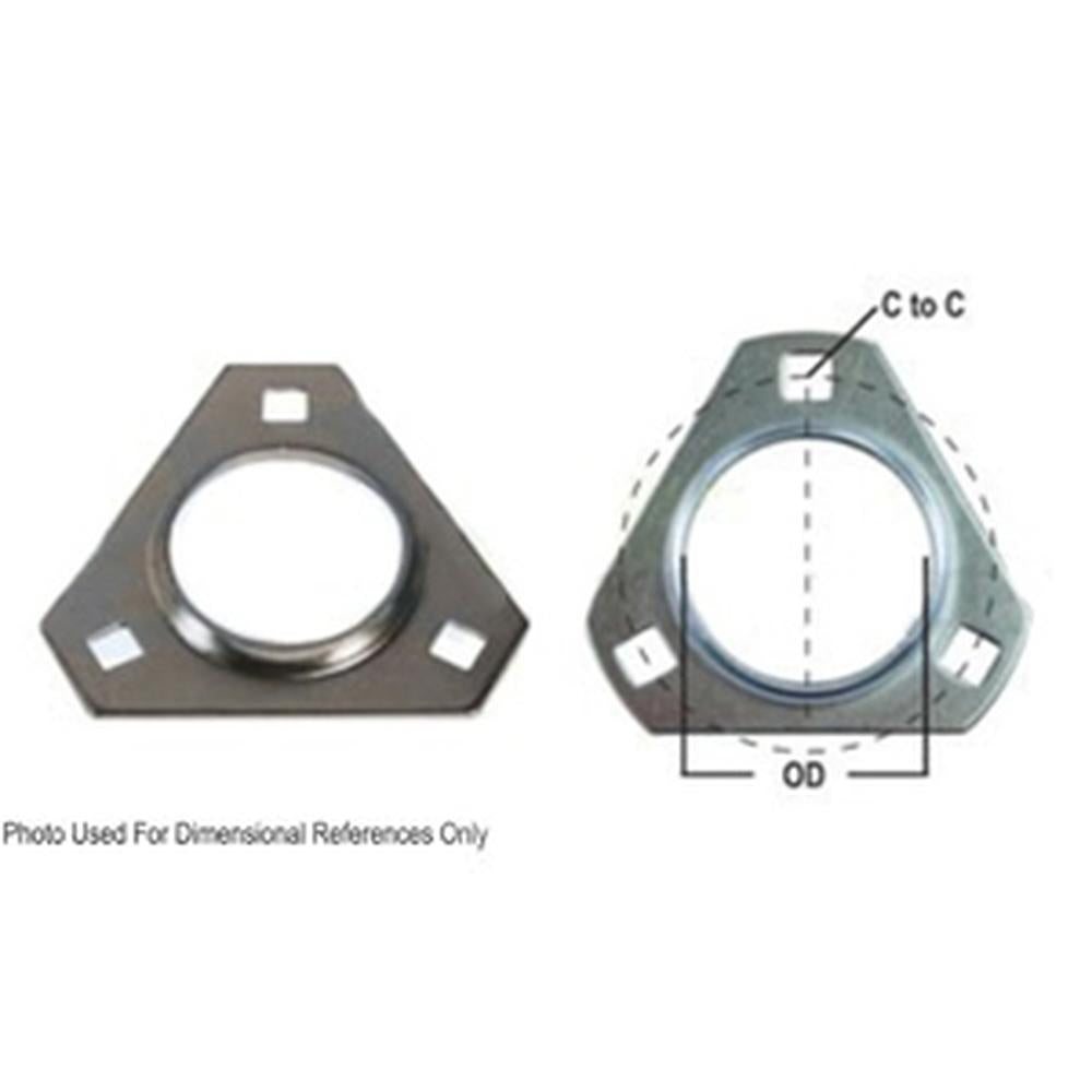 A-FTR347-I-AI Flange Half, Bearing; 3 Bolt Triangular