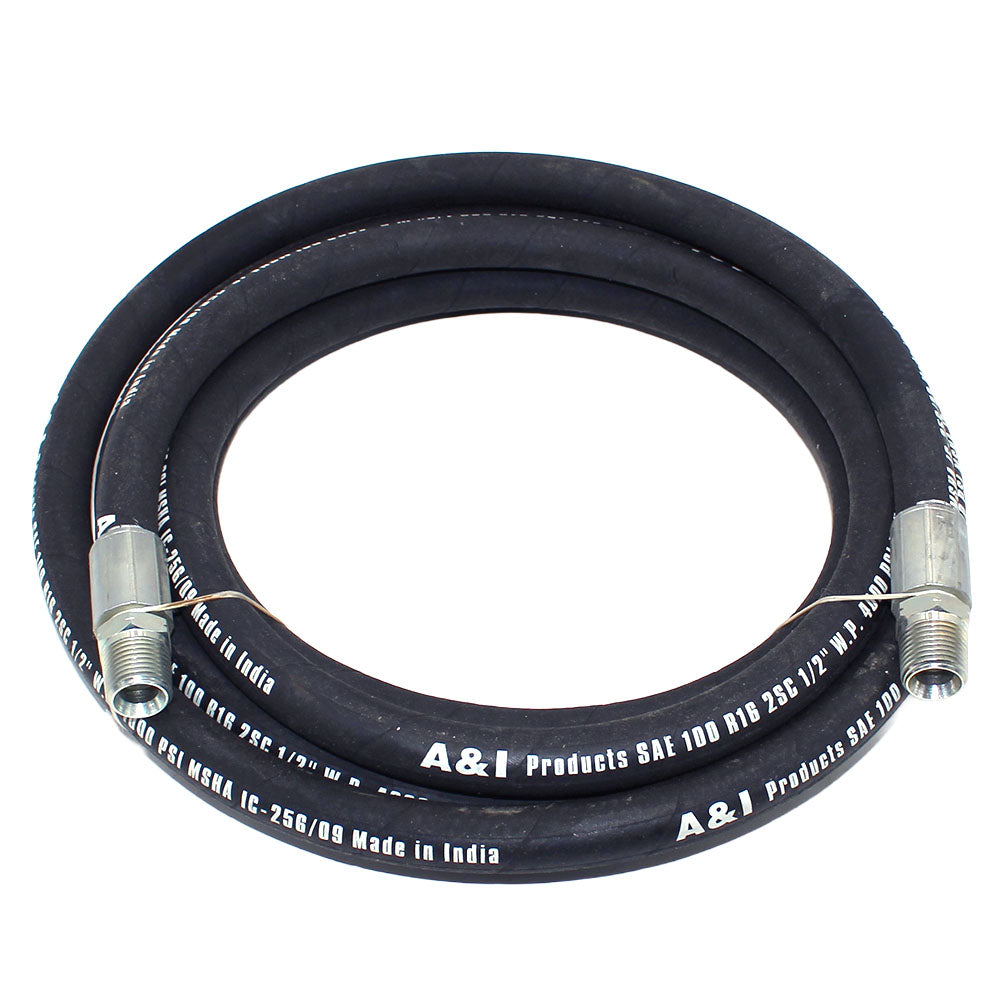 A-PHA2W12192-AI 1/2" Hydraulic Hose Assembly, Rigid x Rigid Male NPT, 192"
