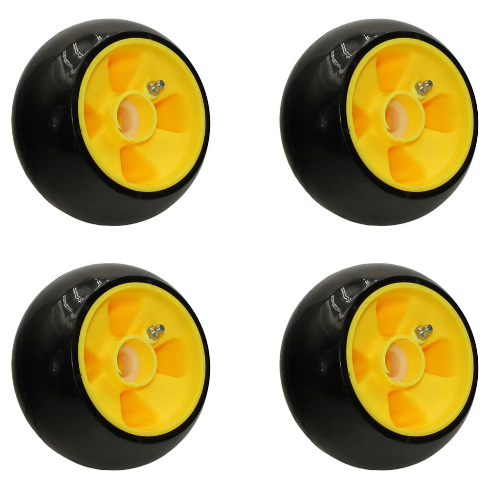Qty. 4: Yellow Deck Gage Wheel  Fits John Deere Replaces AM115488