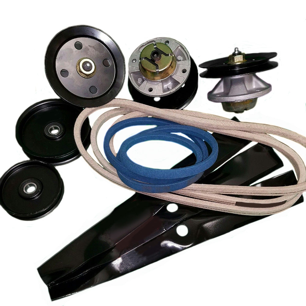 Deck Rebuild Kit Spindles Blades Deck Drive Belt Primary Belt Flat Idler Fits JD