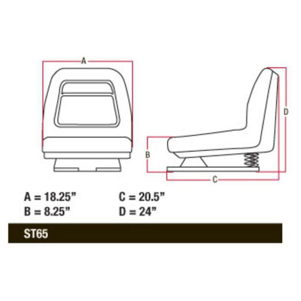 A-AM124294 Seat w/ Slide Track Suspension - Fits John Deere Riding Mower Models