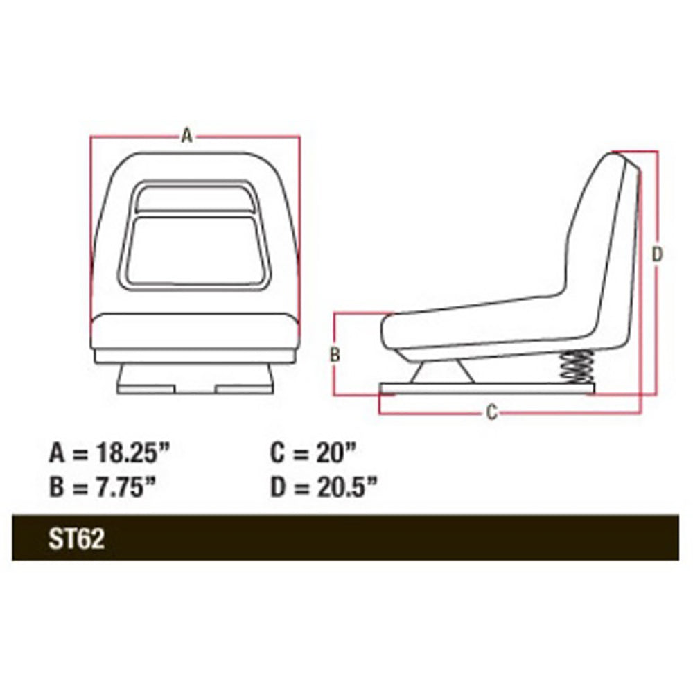 High Back Seat Fits John Deere GT225 GT235 GT245 GX325 GX335 GX345 GX355D LX255