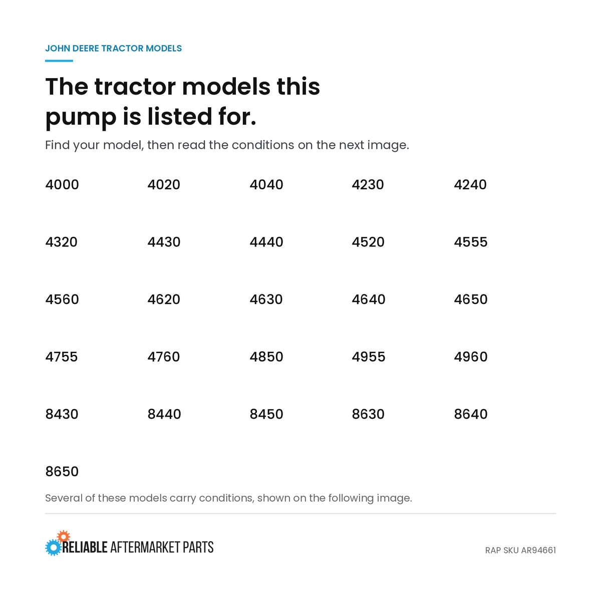 Hydraulic Pump Fits John Deere 4230 4630 4320 4440 4650 4000 4040 4430 4020 4240