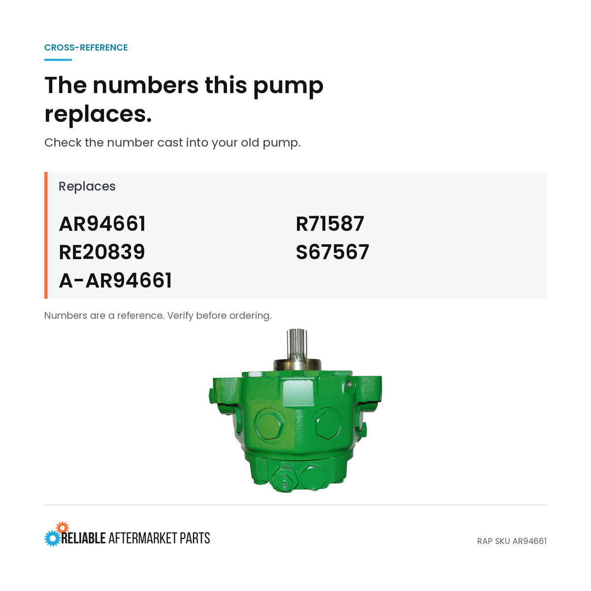 Pump AR94661 Fits John Deere 4040 4240 4320 4430 4440