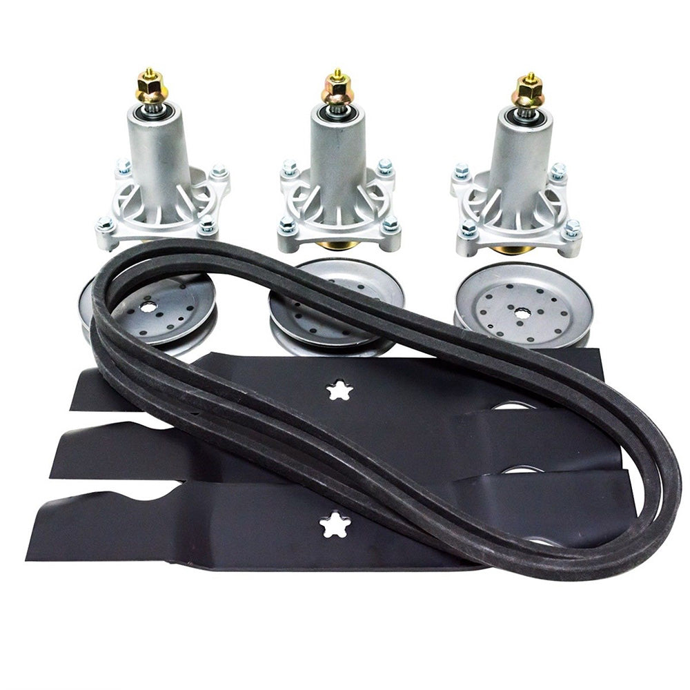 Rebuild Kit Fits Husqvarna 54" Deck Mower LGT2654 Spindles Blades Pulleys 196103