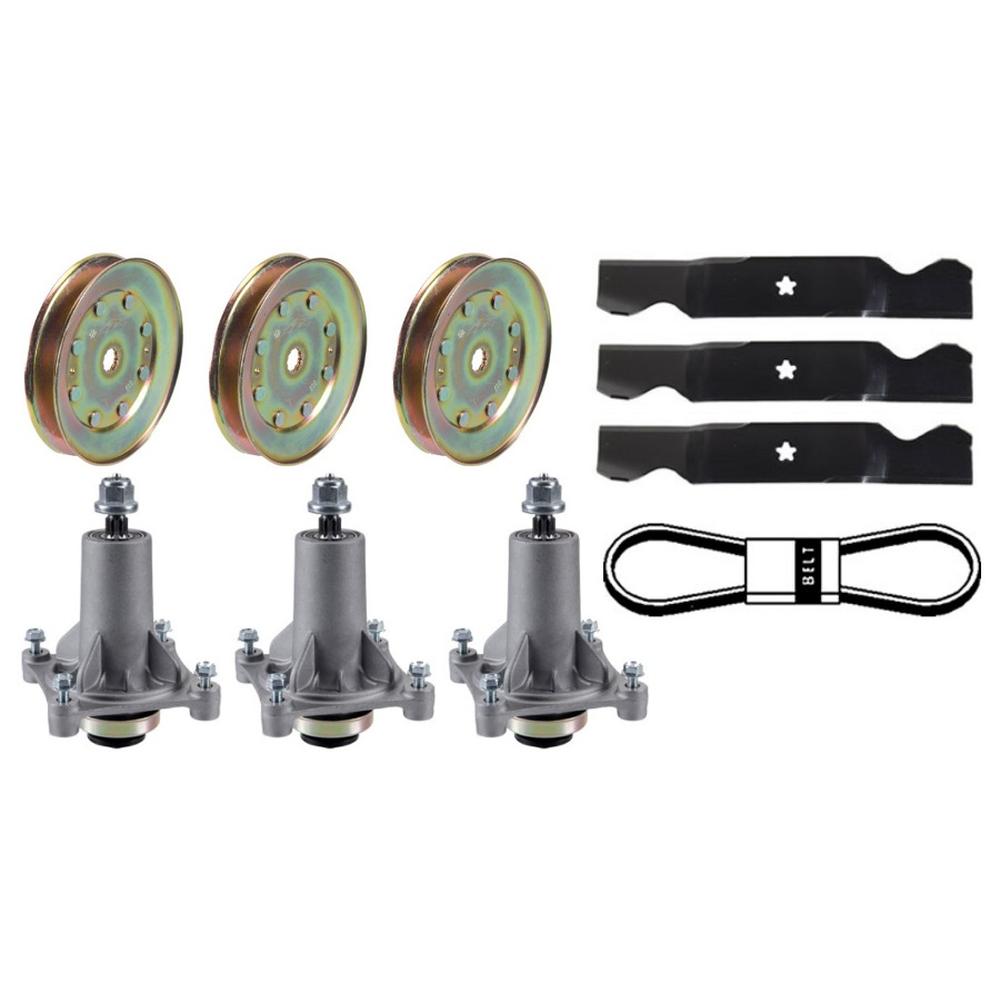 54" Lawn Tractor Mower Deck Rebuild Kit Spindles Blades Fits Husqvarna LGT2554